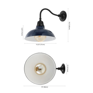 Aurora 12.25" Farmhouse Industrial Indoor/Outdoor Iron LED Gooseneck Arm Outdoor Sconce - JONATHAN Y